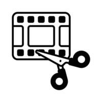 A editing icon represents software features used for cutting, arranging, and enhancing footage. vector