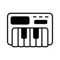 A piano app icon, denoting piano keys or instrument, digital piano playing and music creation. vector