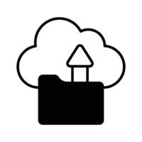 Folder with upward arrow and cloud denoting concept icon of cloud data storage, drive icon vector