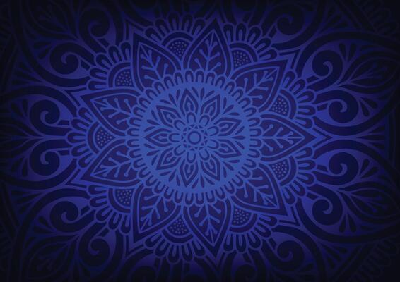 Geometric blue mandala flower pattern background