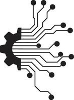 Technology Icon isolated on White Background. Gear and circuit icon sign symbol vector