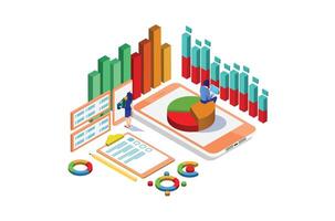 Modern Isometric Chart Analysis Illustration, Web Banners, Suitable for Diagrams, Infographics, Book Illustration, Game Asset, And Other Graphic Related Assets vector