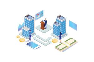 Isometric Business To Business Illustration, Web Banners, Suitable for Diagrams, Infographics, Book Illustration, Game Asset, And Other Graphic Related Assets vector