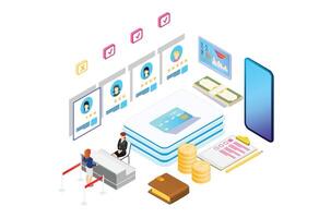 Modern Isometric Apply Credit Card Illustration, Web Banners, Suitable for Diagrams, Infographics, Book Illustration, Game Asset, And Other Graphic Related Assets vector