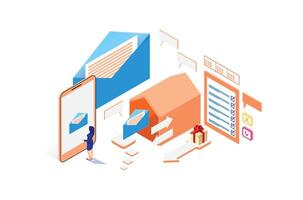 Modern Isometric Email Marketing Illustration, Web Banners, Suitable for Diagrams, Infographics, Book Illustration, Game Asset, And Other Graphic Related Assets vector