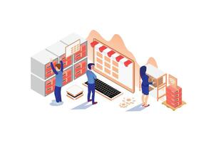 Modern Isometric Product Inventory Illustration, Web Banners, Suitable for Diagrams, Infographics, Book Illustration, Game Asset, And Other Graphic Related Assets vector