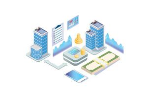 Isometric Business To Business Illustration, Web Banners, Suitable for Diagrams, Infographics, Book Illustration, Game Asset, And Other Graphic Related Assets vector