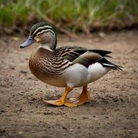 duck walking on land photo