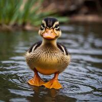 Duck walking on water photo