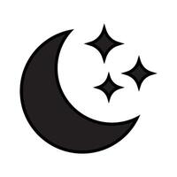 Crescent moon with stars icon on white background. Night icon. Crescent moon icon. Minimalist style. vector