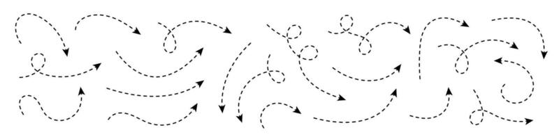 Curved dotted arrow. Zigzag arrow stripes design with dotted lines. vector