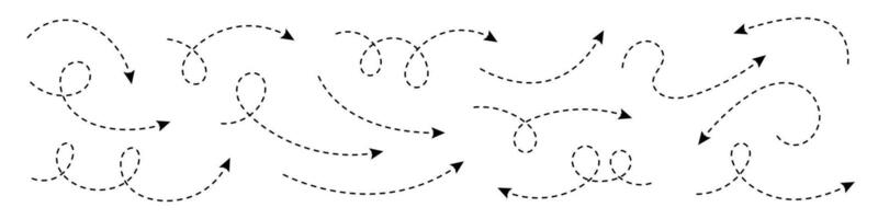 Curved dotted arrow. Zigzag arrow stripes design with dotted lines. vector