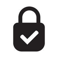 Lock icon, lock with tick, lock check mark, security icon. vector
