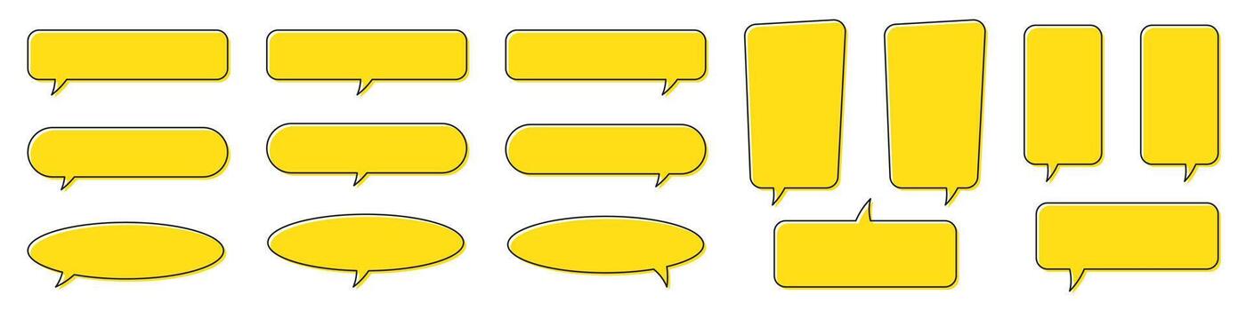 Chat bubble in yellow, quote background, Speech bubble, message box set. vector