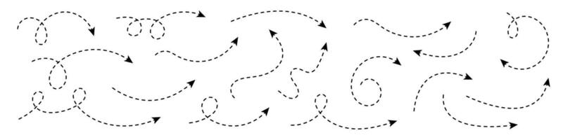 Curved dotted arrow. Zigzag arrow stripes design with dotted lines. vector