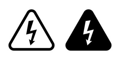 High voltage icon. Warning electricity symbol. Alert, hazard and danger, caution electrical icon. Triangle with lightning sign. vector