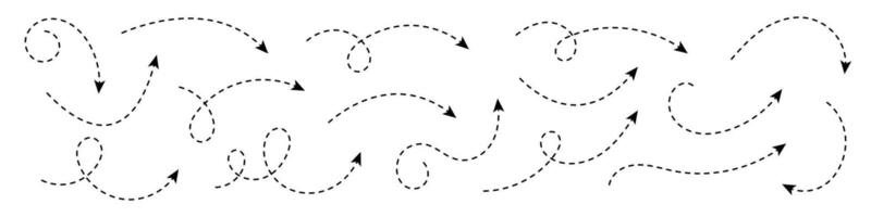 Curved dotted arrow. Zigzag arrow stripes design with dotted lines. vector