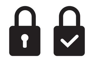 Lock icon, lock with tick, lock check mark, security icon. vector