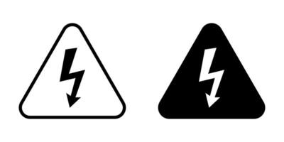 High voltage icon. Warning electricity symbol. Alert, hazard and danger, caution electrical icon. Triangle with lightning sign. vector