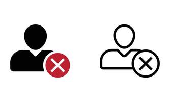 Profile account with cross symbol account deleted icon vector