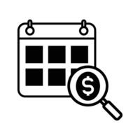Calendar with magnifying glass and money vector
