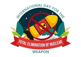 International Day for the Total Elimination of Nuclear Weapons Vector Illustration on September 26th in a Background of a Nuclear Bomb Explosion