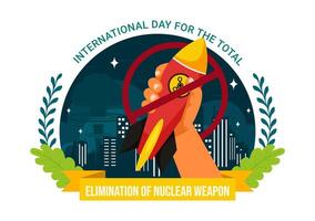 International Day for the Total Elimination of Nuclear Weapons Vector Illustration on September 26th in a Background of a Nuclear Bomb Explosion
