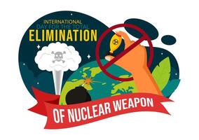 International Day for the Total Elimination of Nuclear Weapons Vector Illustration on September 26th in a Background of a Nuclear Bomb Explosion