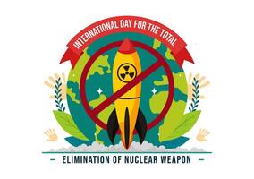 International Day for the Total Elimination of Nuclear Weapons Vector Illustration on September 26th in a Background of a Nuclear Bomb Explosion