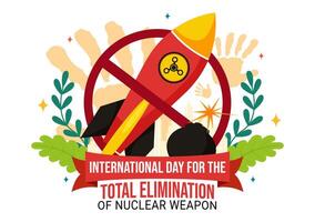 International Day for the Total Elimination of Nuclear Weapons Vector Illustration on September 26th in a Background of a Nuclear Bomb Explosion