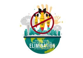 International Day for the Total Elimination of Nuclear Weapons Vector Illustration on September 26th in a Background of a Nuclear Bomb Explosion