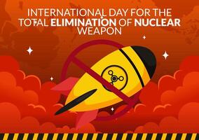 International Day for the Total Elimination of Nuclear Weapons Vector Illustration on September 26th in a Background of a Nuclear Bomb Explosion