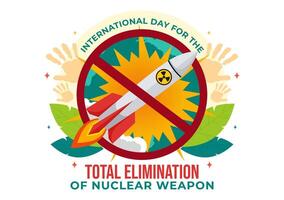 International Day for the Total Elimination of Nuclear Weapons Vector Illustration on September 26th in a Background of a Nuclear Bomb Explosion