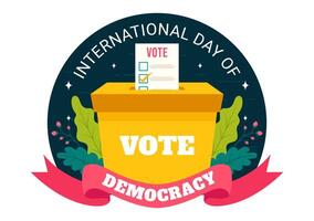 International Day of Democracy Vector Illustration on September 15 with Hands Holding Voting Papers for Resolution in a Flat Cartoon Style Background