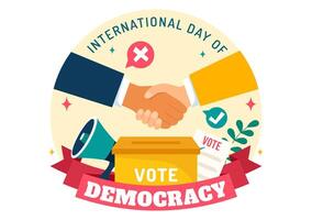 International Day of Democracy Vector Illustration on September 15 with Hands Holding Voting Papers for Resolution in a Flat Cartoon Style Background