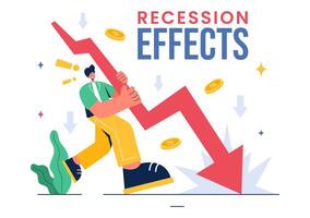 Vector Illustration of Recession Effects Showing the Impact on Economic Growth and the Decline in Economic Activity with a Flat Cartoon Background
