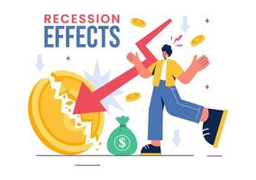 Vector Illustration of Recession Effects Showing the Impact on Economic Growth and the Decline in Economic Activity with a Flat Cartoon Background