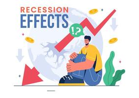 Vector Illustration of Recession Effects Showing the Impact on Economic Growth and the Decline in Economic Activity with a Flat Cartoon Background