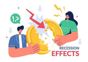 Vector Illustration of Recession Effects Showing the Impact on Economic Growth and the Decline in Economic Activity with a Flat Cartoon Background