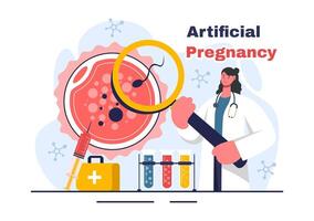 Artificial Pregnancy Vector Illustration with Couple After Successful Embryo Engraftment and Reproductive Health in a Flat Cartoon Background