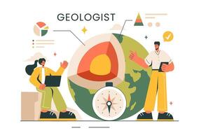 Geologist Vector Illustration with Soil Analysis and Features of the Earth for Science, Research or Expedition in Flat Cartoon Hand Drawn Background