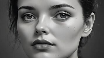 Black and white portrait. Surreal photo