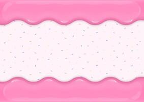 Pink liquid frame with sugar sprinkles background vector