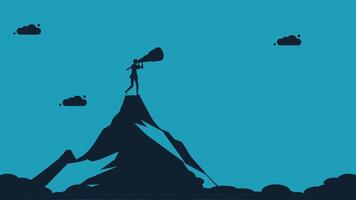 a man standing on top of a mountain with a megaphone vector