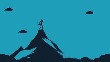 silhouette of a man standing on top of a mountain vector