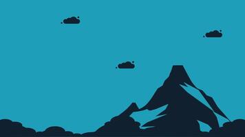 a mountain with clouds and a plane flying over it vector