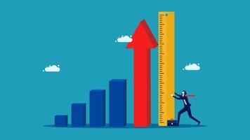 businessman pushing up a bar chart with an arrow vector