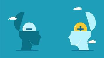 two heads with a brain and a plus sign vector