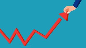 businessman hand pointing upward graph chart vector