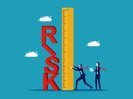 business people are holding up a ruler with the word risk vector